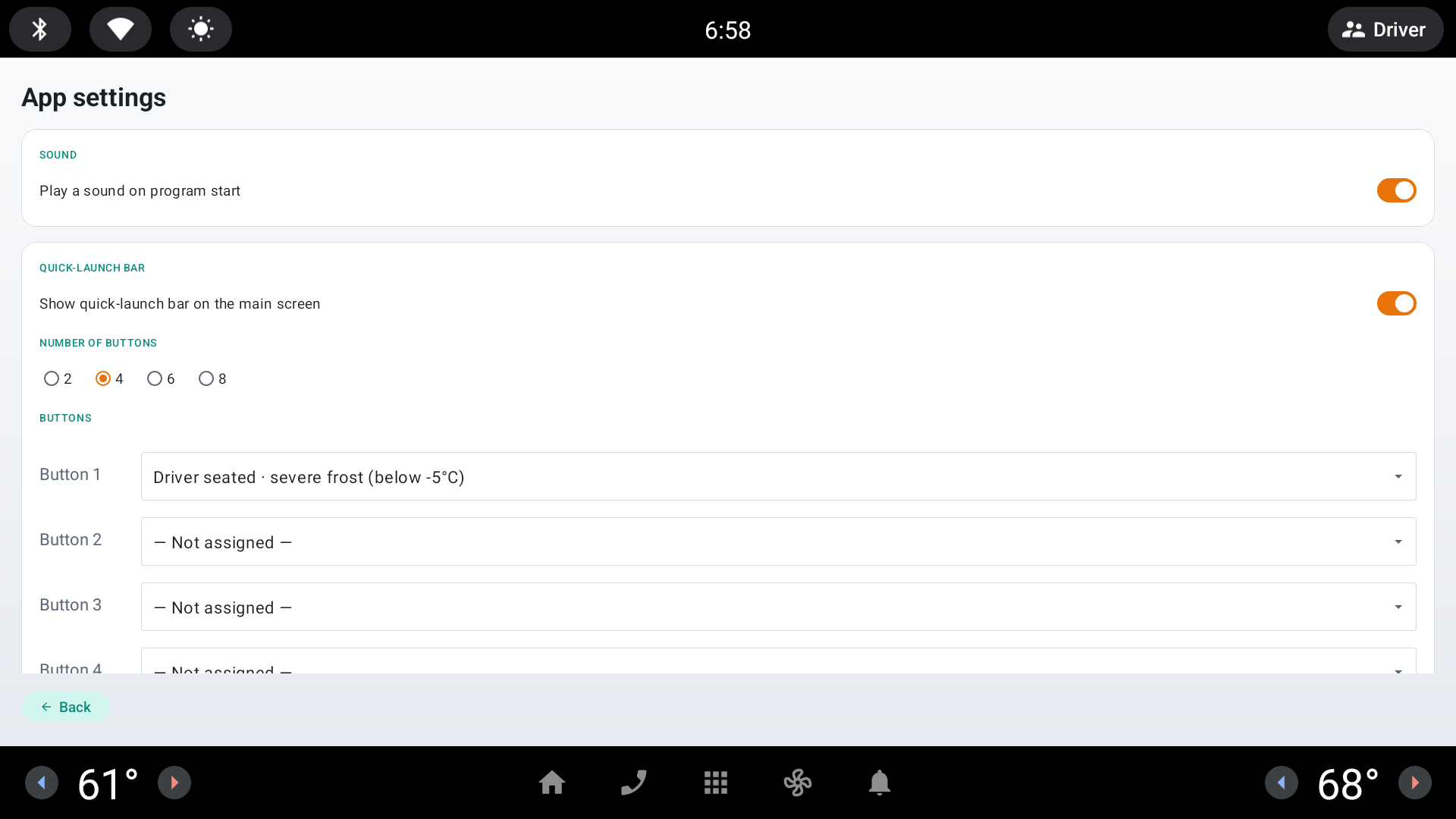 Экран настроек программы / App settings screen